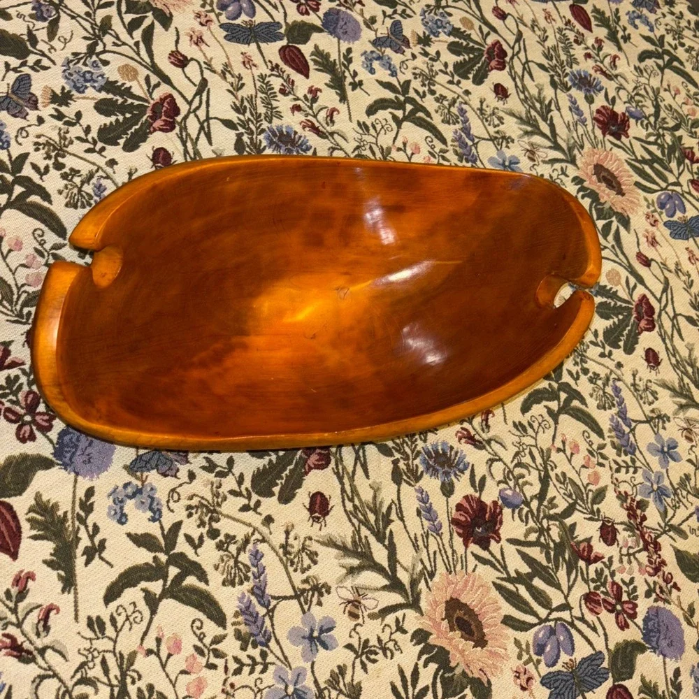 Vintage | MCM | Wooden Dough Bowl | Hand Carved Trencher |‎ Farmhouse Decor